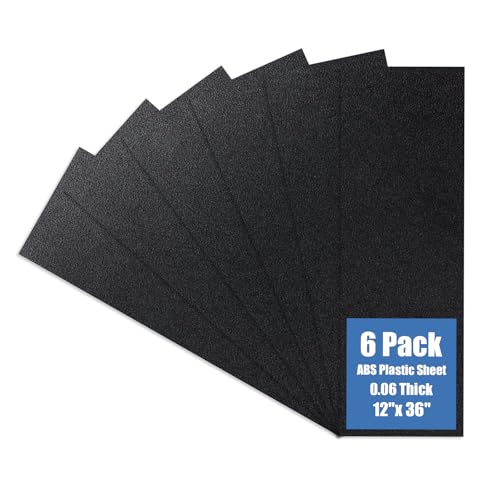 Image of Plastic Sheet 12 inch x 36 inch x 0.06 inch, Black PVC Board Flexible Moldable Impact Strength and High Tensile 1 /16 inch Thick (1.5mm) for Crafts Materials Home Decor and Handicrafts, Abs Plastic Sheets 6 Pack