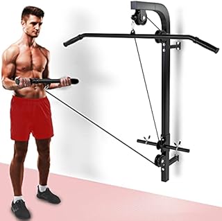 Senshi Japan Home Wall Mounted Cable Machine Pulley System | Multi Gym For Homes, Garage, Gyms, etc. | Lifts up 200KG | Comes With Lat Pull Down Bar and Straight Bicep Tricep Curl Bars