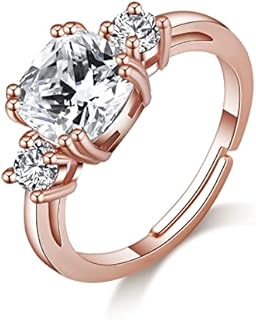 Philip Jones Rose Gold Plated Adjustable Three Stone Ring Created with Zircondia® Crystals