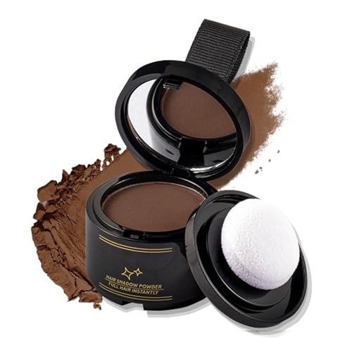 Ansatzpuder - Haarpuder Männer und Frauen, Langanhaltend Haaransatz Puder, Wasserfestes Haar Concealer zur Haarverdichtung Wurzeln, Haar Puder für Haaransatz Kaschieren und Wurzel (Dunkelbraun)