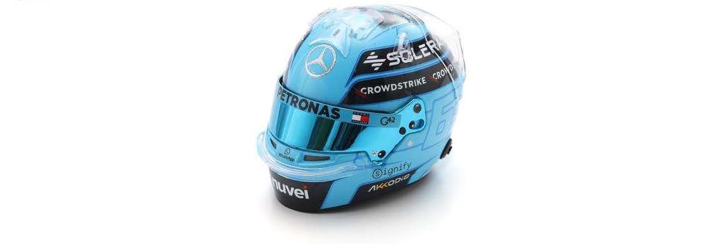 BELL HELMET F1 GEORGE RUSSELL MERCEDES AMG N 63 ABU DHABI GP 2024 LEWIS LIGHT BLUE