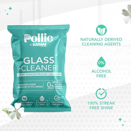 Image of Pollie Glass Cleaner India's #1 Super Concentrated Refill Sachets for Glass and Surface Cleaner | Pack of 10 Sachets for 5L Liquid | Applicable on Car, Kitchen, Home and all Glass Surfaces