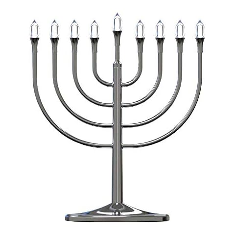 Large Display Hanukkah Electric Menorah Powered by USB Cable Hanukkiah with LED Flame Shaped Bulbs by Zion Judaica Cover