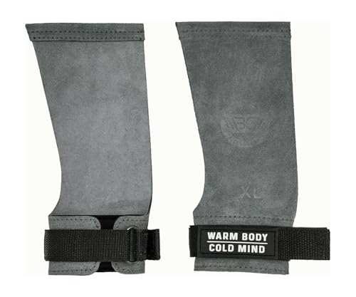 Image of WARM BODY COLD MIND Leather Hand Grips - NO Holes for Weightlifting, Powerlifting, Gymnastics, Cross Training, Pull-Ups, Weight Lifting, Wrist and Palm Protection