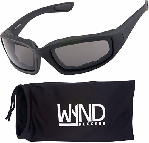 WYND Blocker Motorcycle & Biking Wind Resistant Sports Wrap Sunglasses (Black/Smoke Lens)