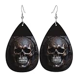 Pendientes de piel de calavera de color cobre. Elegante forma de lágrima, perfectos para mujeres y una gran opción decorativa para fiestas y vacaciones.