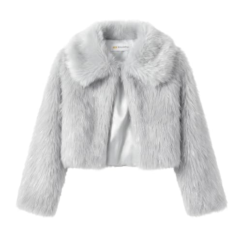 Image of BOLEROSE Girls Collared Faux Fur Bolero Jacket