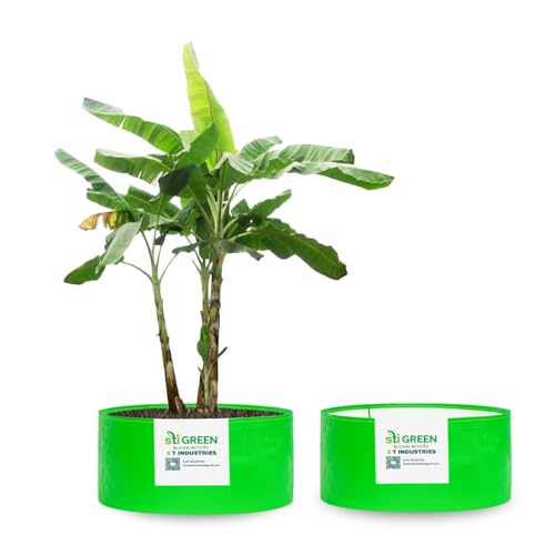 Image of HDPE Grow Bags for Plants 24X12 Inch (Pack of 2) | 260 GSM Heavy Duty UV-Protected Round Green Colour Plant Bags for Terrace and Vegetable Gardening | Strong & Reusable|