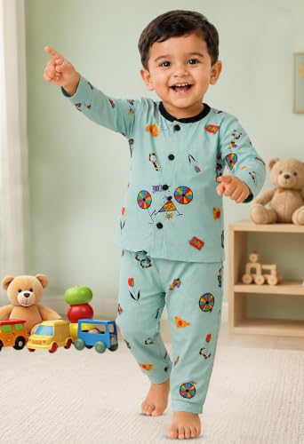 Image of 3BROS BodySuit /Dress for Boys /Girls Full Pajama & Casual Full Sleeves Night Suit Top Combo Kids Set