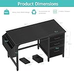 Lufeiya Computer Desk with File Drawers Cabinet, 47 Inch Reversible Home Office Desks with Filing Cabinet for Small Space, Gaming Study Writing Table PC Desks, Black - Image 3