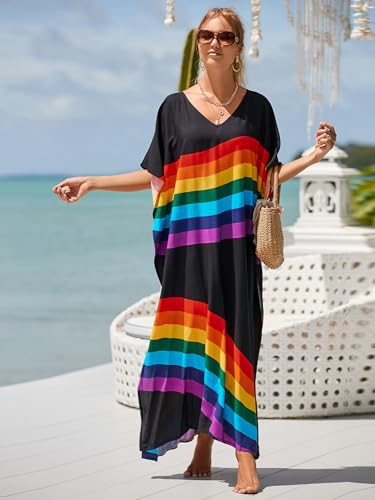Image of Kaftan Dresses for Women Plus Size Bathing Suit Cover up Caftan Maxi Beach Dresses