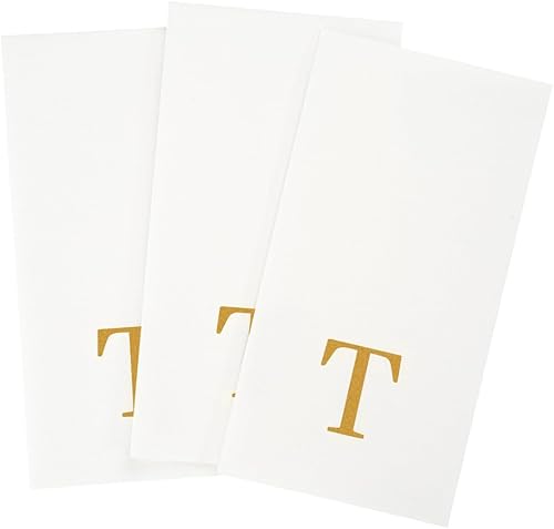 Miniatura 372 de Luxenap - Toallas de invitados de 15.8 x 7.9 pulgadas, 50 toallas de mano con letras plateadas, letra "P", fuente Sans Serif, servilletas de papel