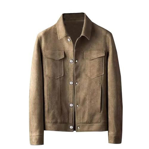 DUHGBNE Jacke Winter Herren Warm Herbst Mantel 2025 Frühlings Herbst Einfarbig Slim Fit Flip Kragen Freizeit Business Leichter Luxus High End Herrenmantel Wintermantel Wasserdicht Herren