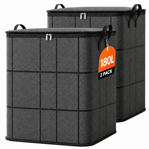 2 Pack 180L Thickened XXL Foldable Storage Bag with Reinforced Handles，Large Capacity Zippered Fabric Organizer for Bedding & Clothes, Foldable Blanket Bag with Reinforced Handles by Generic - Used condition - US$33.24