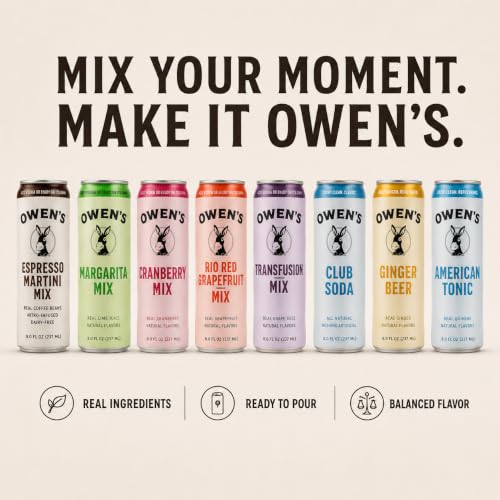Image of Owen's Premium Non-Alcoholic Sparkling Cocktail and Mocktail Mixer, Drink Mixer for Cocktails, Mocktails, and Party Beverage, 24 Pack of 8.2 fl oz Cans (Espresso Martini Mix)