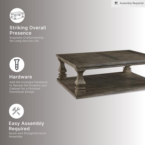 Signature Design by Ashley Large Farmhouse Coffee Table, Weathered Gray - image 5