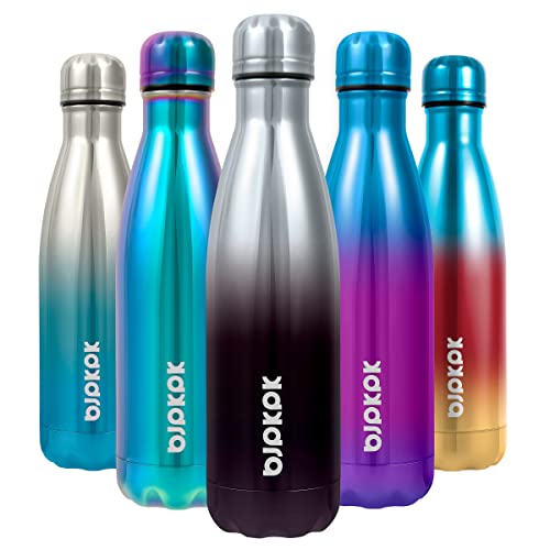 Bjpkpk Insulated Water Bottles -17Oz/500Ml -Stainless Steel Water Bottles,Sports Water Bottles Keep Cold For 24 Hours And Hot For 12 Hours,Kids Water Bottles-Silver Miner #TOP10