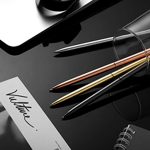 Zonon 8 Piece Metal Ballpoint Pen Set, Metal Twist Black Ink Pen Slim Metallic Ballpoint Pens Writing Pen, Home School Office Supplies For Students Teachers, Gold, Rose Gold, Steel, Silver #TOP4