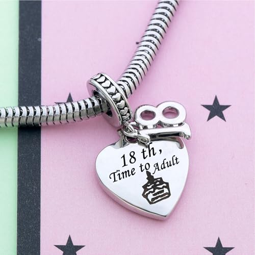 KunBead 12 13 16 18 21 30 40 50 60 70 Happy Birthday Cake Heart Dangle Charms Compatible with Pandora Bracelet for Auntie Friend Sister Mom Daughter Grandma Granddaughter3