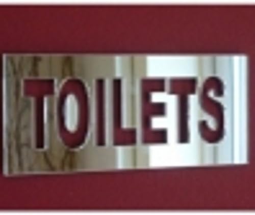 Super Cool Creations TOILETS sign mirror 50cm x 38cm, Silver
