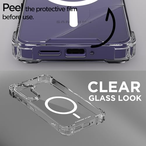 Image of Amazon Basics Back Cover for Samsung Galaxy S24 5G Mag-Safe Shockproof PC + TPU Protective Case Magnetic Support Bumper Case (Transparent Mag-Safe)