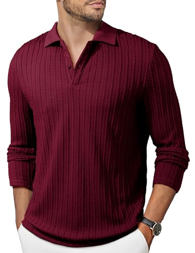 Image of JMIERR Mens Casual Polo Shirt Summer Short Sleeve Vacation Button Beach Knit Stretchy Golf Shirts