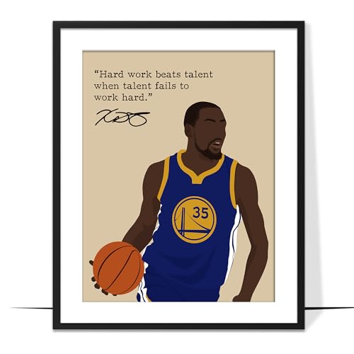 LOLUIS Motivational Quote Wall Art, Basketball Superstar Signature Hand-Drawn Artwork,
