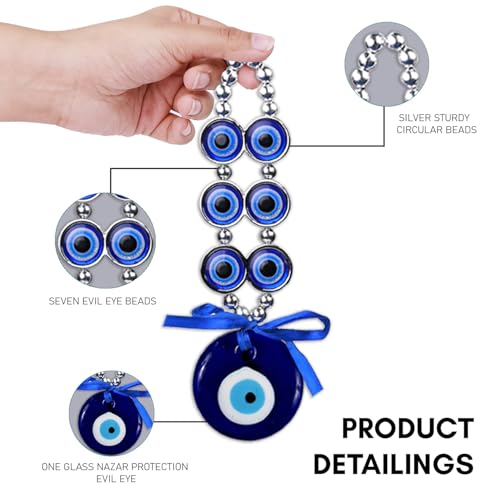Image of PACKNBUY Turkish Evil Eye Wall Hanging Nazar Battu for Home Entrance Main Door Vastu Feng Shui Protection Good Luck Positive Energy Decor for Office Shop