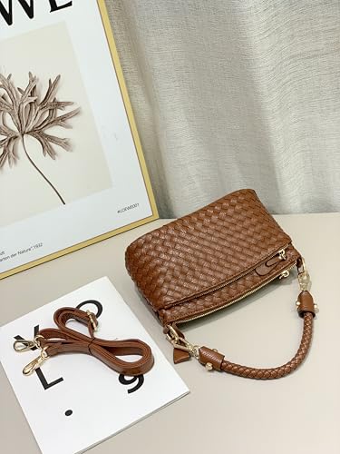 vegan leather crossbody bag for women small shoulder purse with braided top handle versatile tote bag with adjustable strap