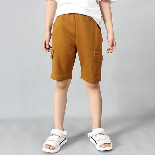 Boys Cotton Cargo Sweat Shorts Knee Length Elastic Waist Drawstring Jogger Shorts Summer Casual Sports SweatShorts2