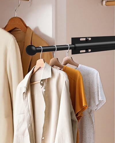 Ausziehbare Kleiderstange von Widyana – 12 Zoll Teleskop Garderobenstange für Schrank, einfach montierbar durch Bohrung, ideal für Bügelkleidung, Schwarz