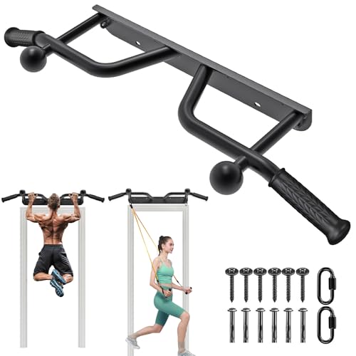 BeneLabel Klimmzugstange Wandmontage, Pull Up Bar Decke Fitness Krafttraining Klimmzug Stange für Erwachsene/Teenager Oberkörpertraining mit Karabiner & Hardware Ergonomischer Multigriff, Bis 200kg