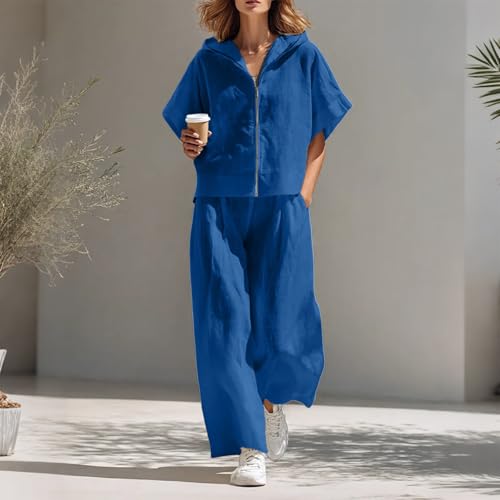 Conjunto de algodón y lino sin mangas para mujer: ropa de verano cómoda 2