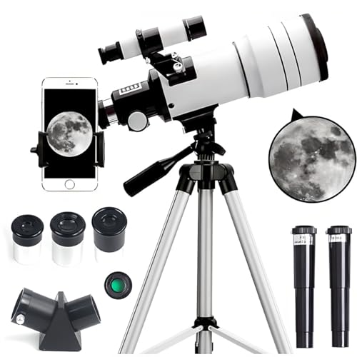 Acesome   Telescopio para niños y adultos, aumento de 15 150x, 70 mm, con soporte para teléfono móvil y lámina de filtro solar