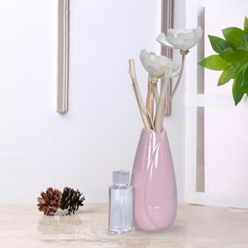 Image of Cortina Ceramic Flower Vase for Home Decor | Flower Vase for Dining Table | Nordic Modern Boho Style Decorative Ceramic Vase | Aesthetic Flower Vase for Office - 26X10 CM - Purple - 1 Pc