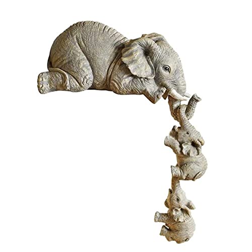 LSDZHK Elefant Regal Figuren - Mutter mit 2 Babys Sitter Figuren...