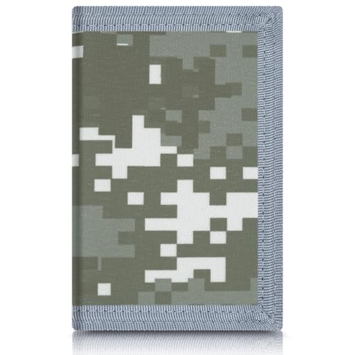 Image of AI-DEE RFID Trifold Canvas Outdoor Sports Wallet for Kids - Front Pocket Wallet with Magic Sticker (Digital Pattern B)