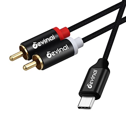 Devinal USB C to RCA Audio Cable, Type C to Dual RCA/Phono TRS Stereo Cord Adapter Y Splitter for Smartphone, Tablet, Laptop Link Amplifier, Mixing Console Mixer, Speaker, 6.6 Feet by Devinal - Used condition - US$6.33
