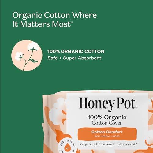 Image of The Honey Pot Company - Non-Herbal Everyday Panty Liners for Women - Organic Cotton Cover & Ultra-Absorbent Pulp Core - Sanitary Pads - Feminine Care - 30 ct