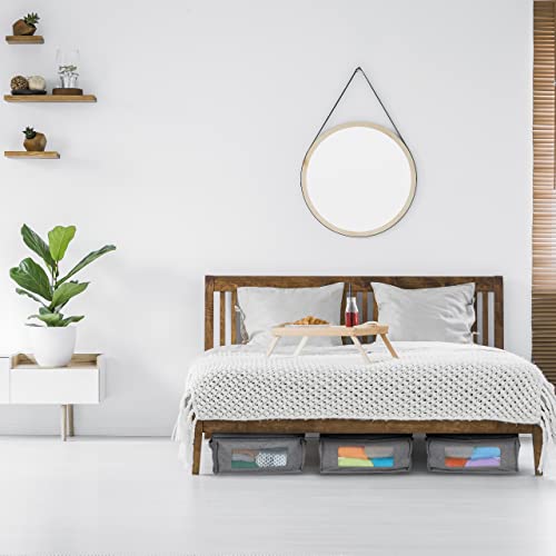 Sac de rangement sous de lit en tissu gris pliable 20x45x30 cm lot de 3 - 6