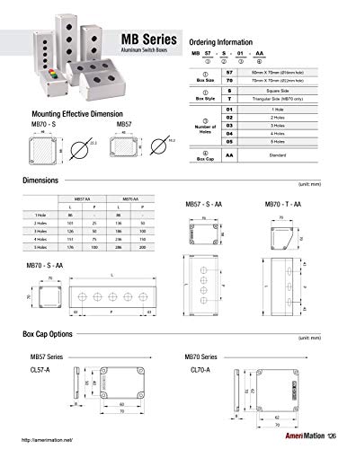 MB70-S-01, 22mm Aluminum Switch Box, Square 1switch Hole, L=86mm