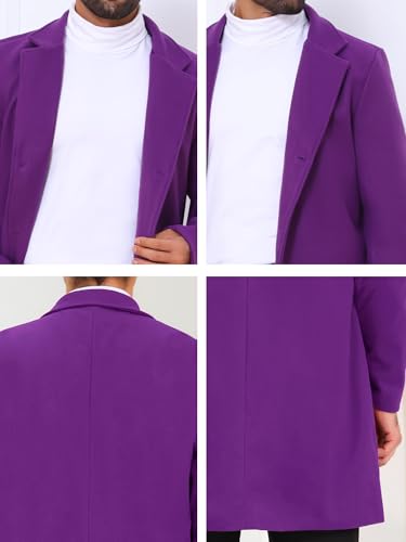 Image of Lars Amadeus Men's Trench Coat Notch Lapel Single Breasted Classic Long Pea Coats Overcoat