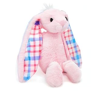 Easter Bunny Plush Cuddly Soft Embroidered Stuffed Animal Toy for Newborns Kids Boys Girls Pink 14 Inch