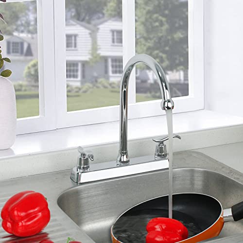 Solvex 2 Handle Kitchen Sink Faucet, High Arc 360 Swivel Stainless Steel Pipe 3 Hole Kitchen Faucet, Commercial Modern Chrome Kitchen Sink Faucet, Us-Sp-80103 #TOP3