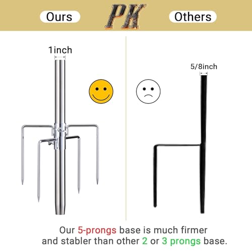 Ground Flag Poles for Outside House - 1" Tangle Free Flag Pole for House with 5 Prong - 9ft Yard Flag Stand for Outdoor,Wind Resistant & Rustproof - Silver