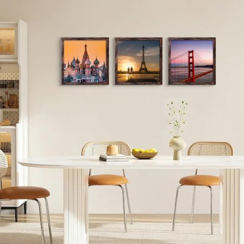 Image of BESCRCL 12x12 Picture Frame Wall Hanging, Engineered Wood Photo Frames for 30 x 30cm Diamond Art Painting, Brown, 1 Pack
