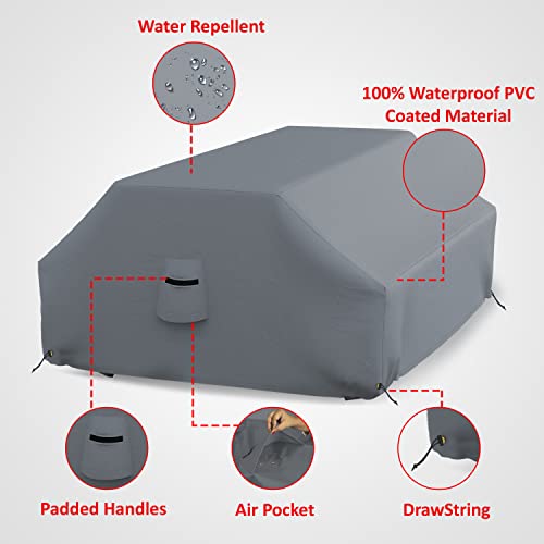 Covers & All Picnic Table Cover, 12 Oz. Waterproof And Weather Resitant, With Air Pockets And Drawstrings, Pvc Coated, Patio Furniture (98" L, Grey) #TOP2
