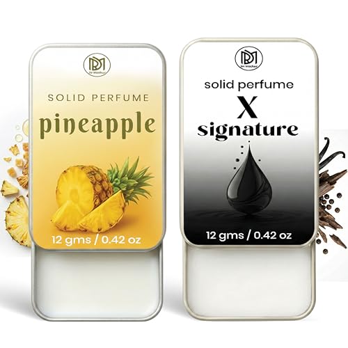 Image of Dr.Mashur Solid Perfume |x signature&pineapple Alcohol Free Wax Perfume Balm, Long Lasting | Pocket Tin 12g, Pack Of 2| Non Greasy Smooth Glide, Travel Friendly Unisex Gifts He Or Her