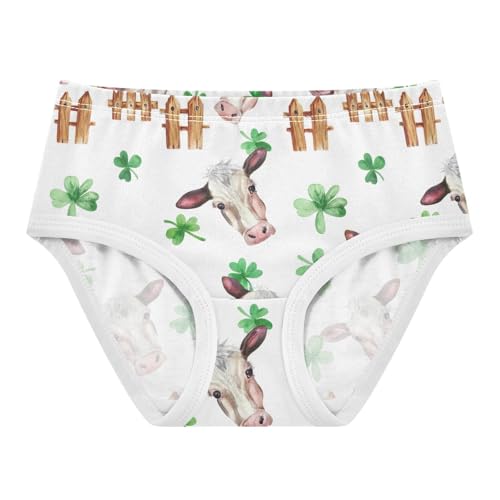 Watercolor Cow Heads White Panties for Girl Toddler Underwear Floral Cotton Stylish Briefs Girls Undies 2t