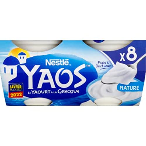 Nestlé Le Yaourt à la grecque nature - Yaos - Les 8 pots de 125 g